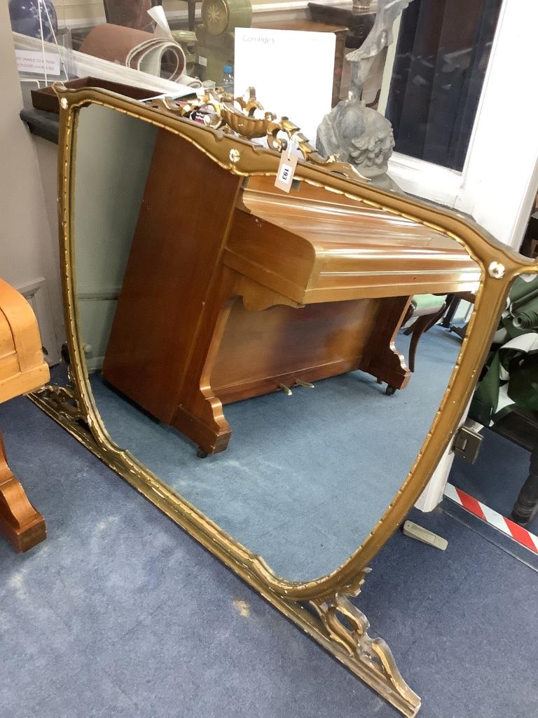 A giltwood overmantel mirror, width 150cm height 115cm